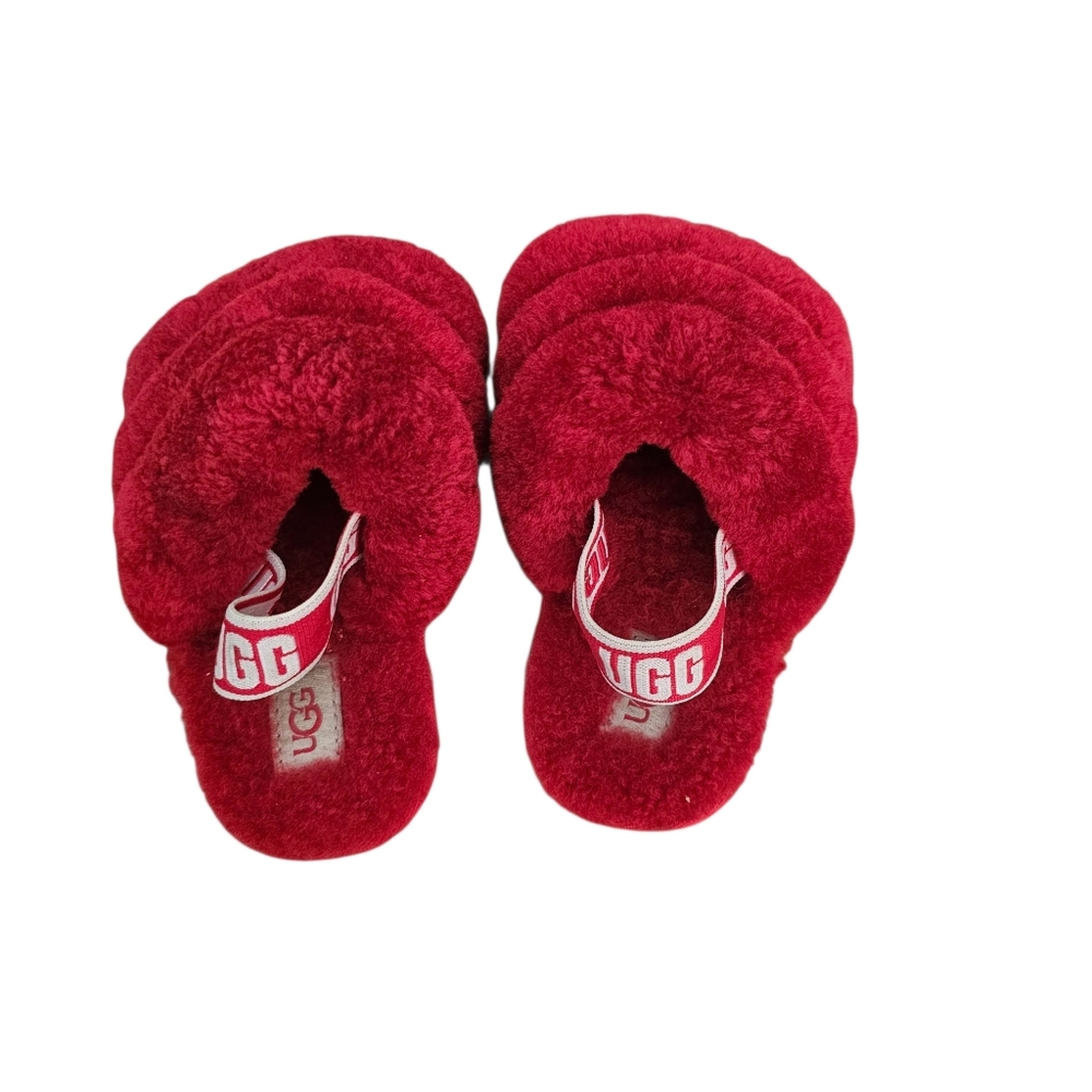 Ugg Fluff Yea Little Girls Slide Slippers Sandal Red Toddler 8